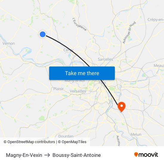 Magny-En-Vexin to Boussy-Saint-Antoine map