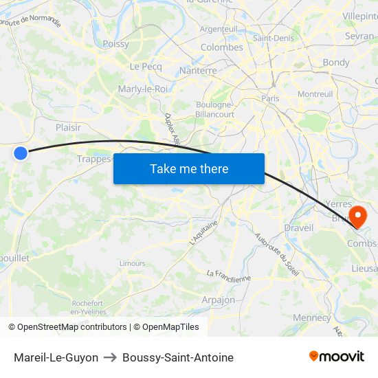 Mareil-Le-Guyon to Boussy-Saint-Antoine map