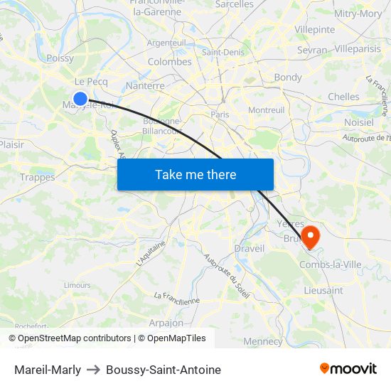 Mareil-Marly to Boussy-Saint-Antoine map