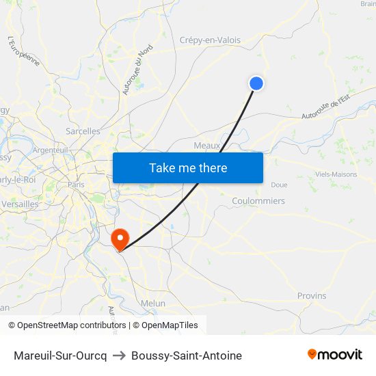 Mareuil-Sur-Ourcq to Boussy-Saint-Antoine map