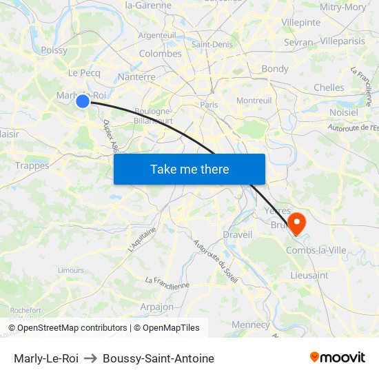 Marly-Le-Roi to Boussy-Saint-Antoine map