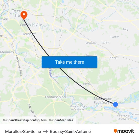 Marolles-Sur-Seine to Boussy-Saint-Antoine map