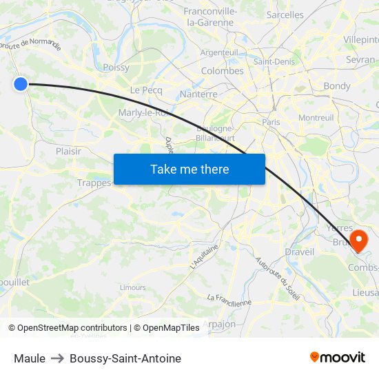 Maule to Boussy-Saint-Antoine map