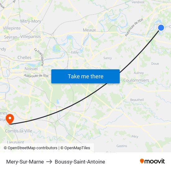 Mery-Sur-Marne to Boussy-Saint-Antoine map