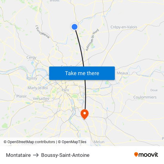 Montataire to Boussy-Saint-Antoine map