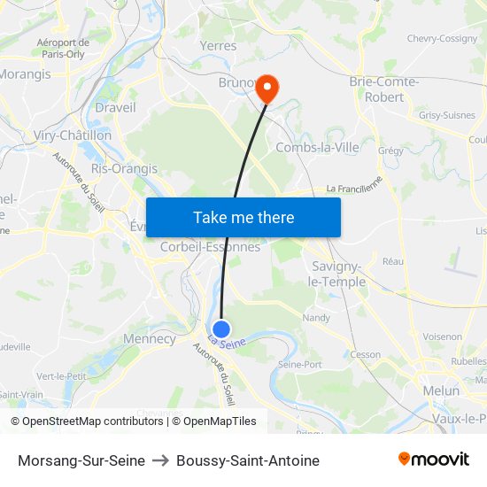 Morsang-Sur-Seine to Boussy-Saint-Antoine map