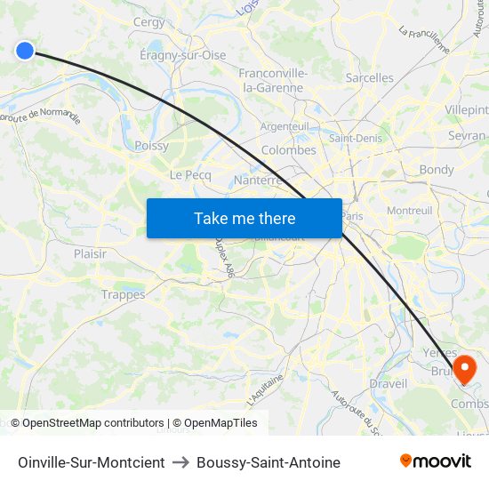 Oinville-Sur-Montcient to Boussy-Saint-Antoine map