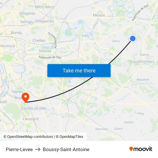 Pierre-Levee to Boussy-Saint-Antoine map