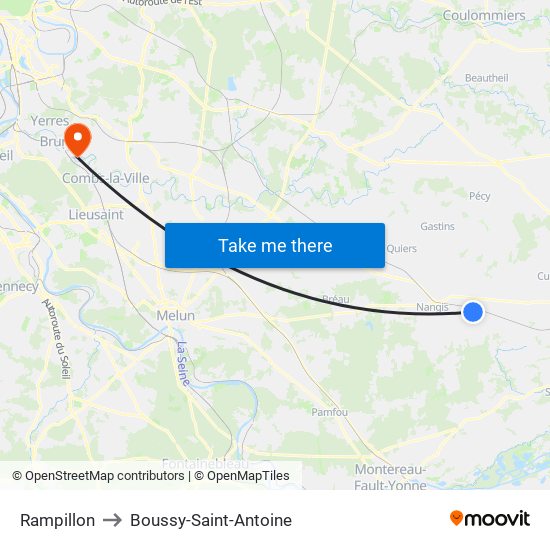Rampillon to Boussy-Saint-Antoine map