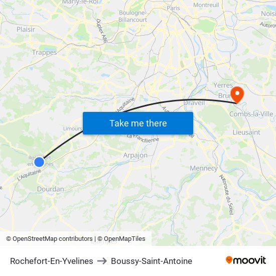 Rochefort-En-Yvelines to Boussy-Saint-Antoine map