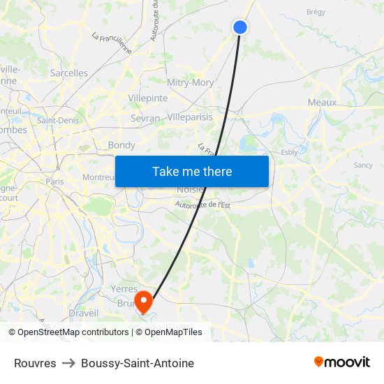 Rouvres to Boussy-Saint-Antoine map