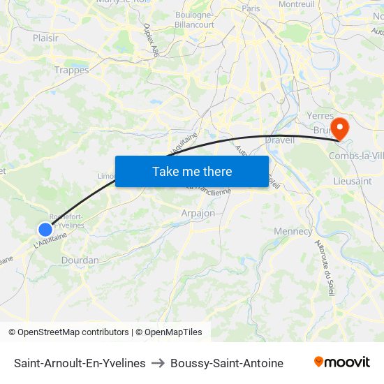 Saint-Arnoult-En-Yvelines to Boussy-Saint-Antoine map