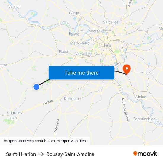 Saint-Hilarion to Boussy-Saint-Antoine map