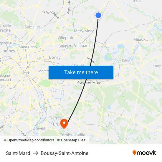 Saint-Mard to Boussy-Saint-Antoine map