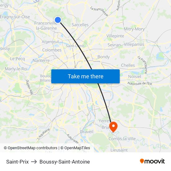 Saint-Prix to Boussy-Saint-Antoine map