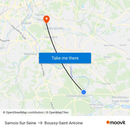 Samois-Sur-Seine to Boussy-Saint-Antoine map