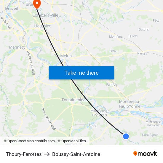 Thoury-Ferottes to Boussy-Saint-Antoine map