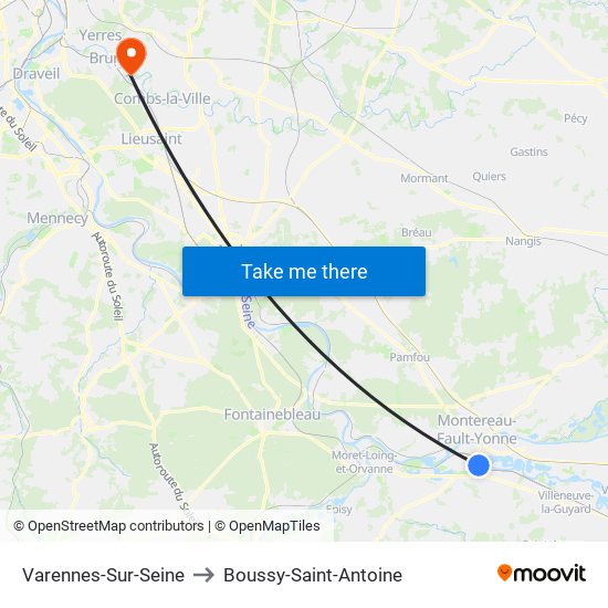 Varennes-Sur-Seine to Boussy-Saint-Antoine map