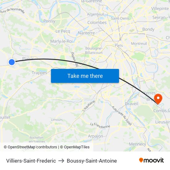 Villiers-Saint-Frederic to Boussy-Saint-Antoine map