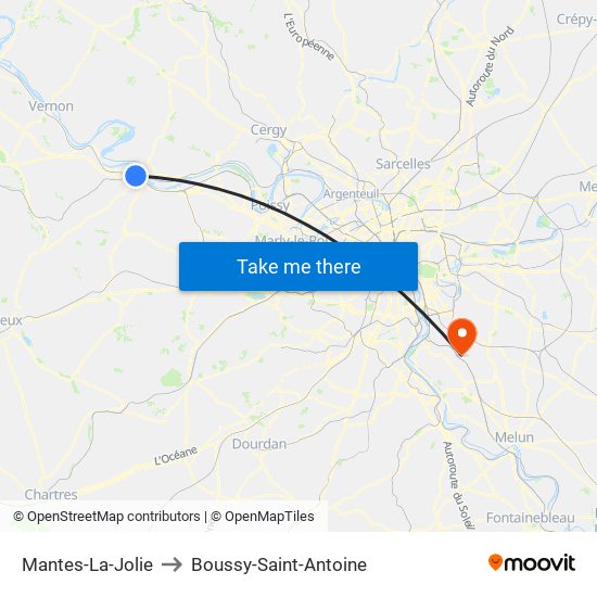 Mantes-La-Jolie to Boussy-Saint-Antoine map