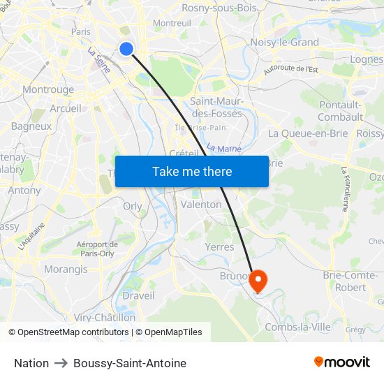 Nation to Boussy-Saint-Antoine map