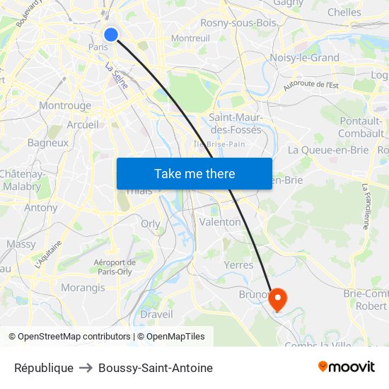 République to Boussy-Saint-Antoine map