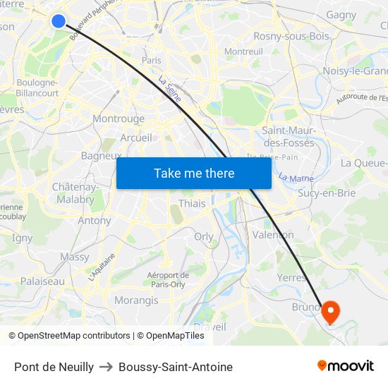 Pont de Neuilly to Boussy-Saint-Antoine map