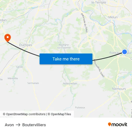 Avon to Boutervilliers map
