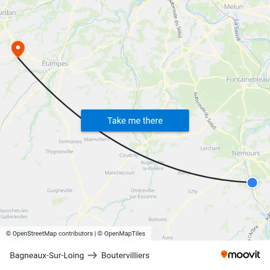 Bagneaux-Sur-Loing to Boutervilliers map
