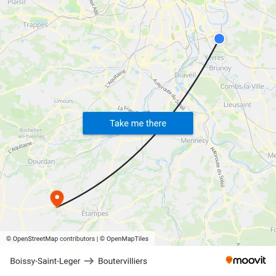 Boissy-Saint-Leger to Boutervilliers map