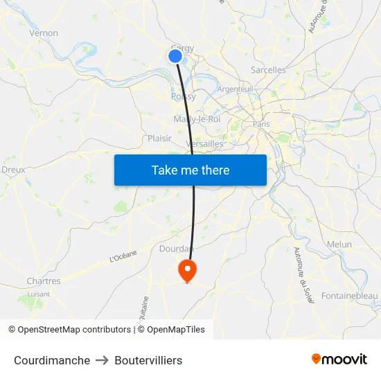 Courdimanche to Boutervilliers map