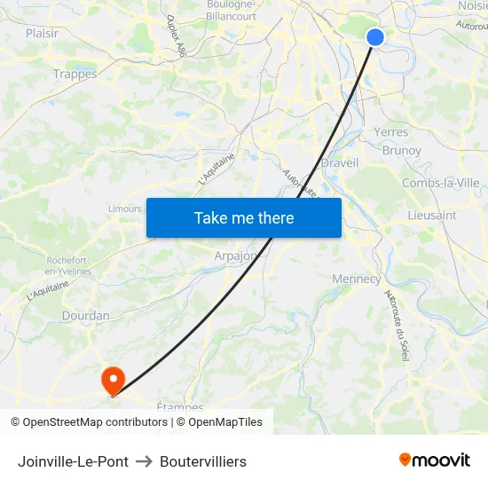 Joinville-Le-Pont to Boutervilliers map