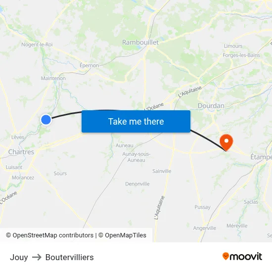 Jouy to Boutervilliers map