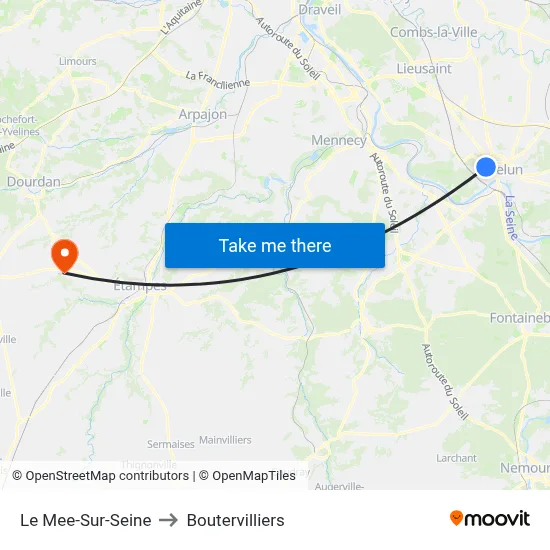 Le Mee-Sur-Seine to Boutervilliers map