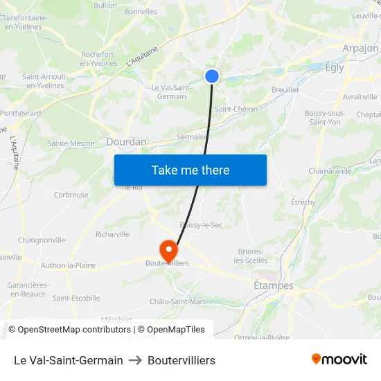 Le Val-Saint-Germain to Boutervilliers map