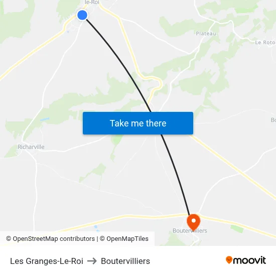 Les Granges-Le-Roi to Boutervilliers map