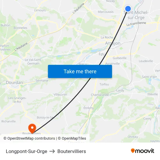 Longpont-Sur-Orge to Boutervilliers map
