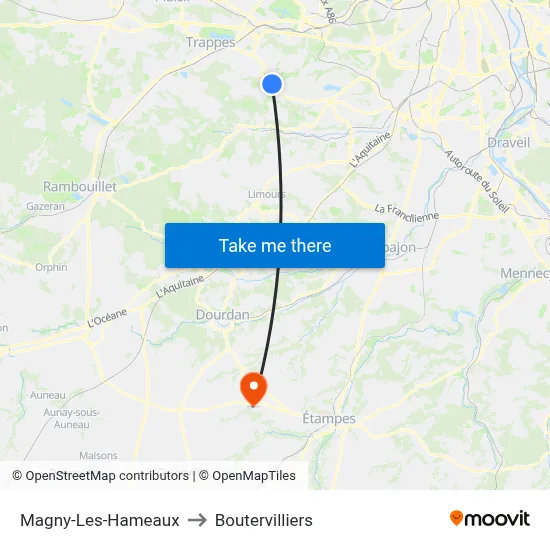 Magny-Les-Hameaux to Boutervilliers map