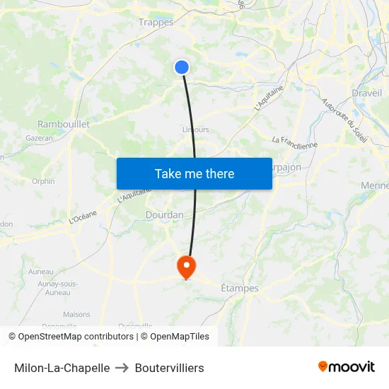 Milon-La-Chapelle to Boutervilliers map