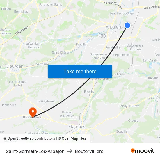 Saint-Germain-Les-Arpajon to Boutervilliers map