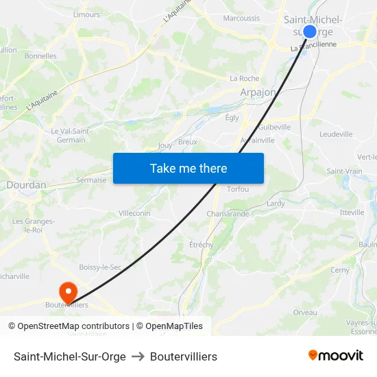 Saint-Michel-Sur-Orge to Boutervilliers map
