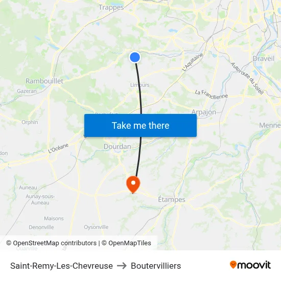 Saint-Remy-Les-Chevreuse to Boutervilliers map