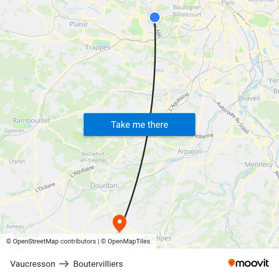 Vaucresson to Boutervilliers map