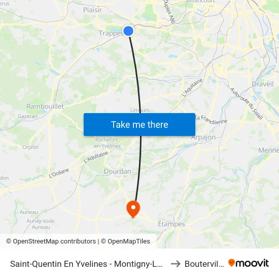 Saint-Quentin En Yvelines - Montigny-Le-Bretonneux to Boutervilliers map
