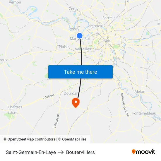 Saint-Germain-En-Laye to Boutervilliers map