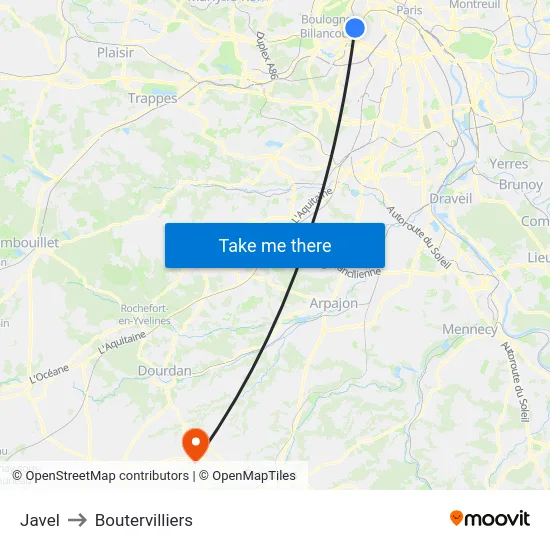 Javel to Boutervilliers map