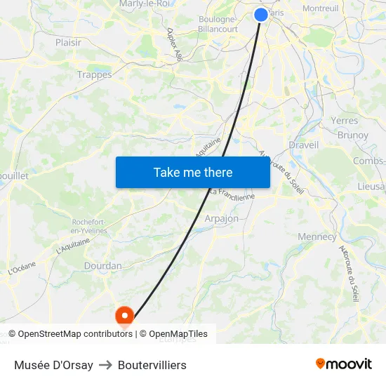 Musée D'Orsay to Boutervilliers map