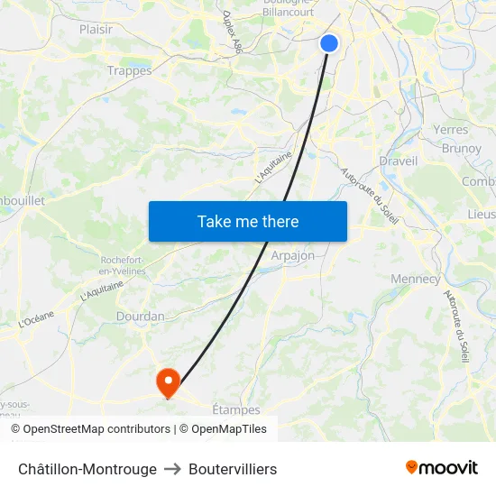 Châtillon-Montrouge to Boutervilliers map