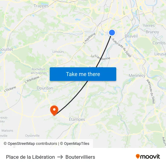 Place de la Libération to Boutervilliers map