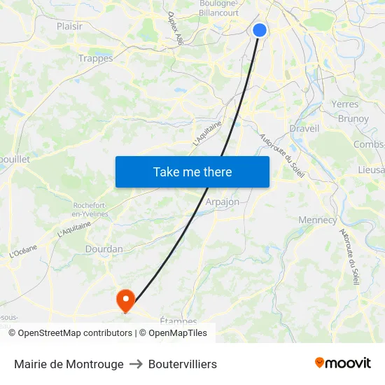 Mairie de Montrouge to Boutervilliers map